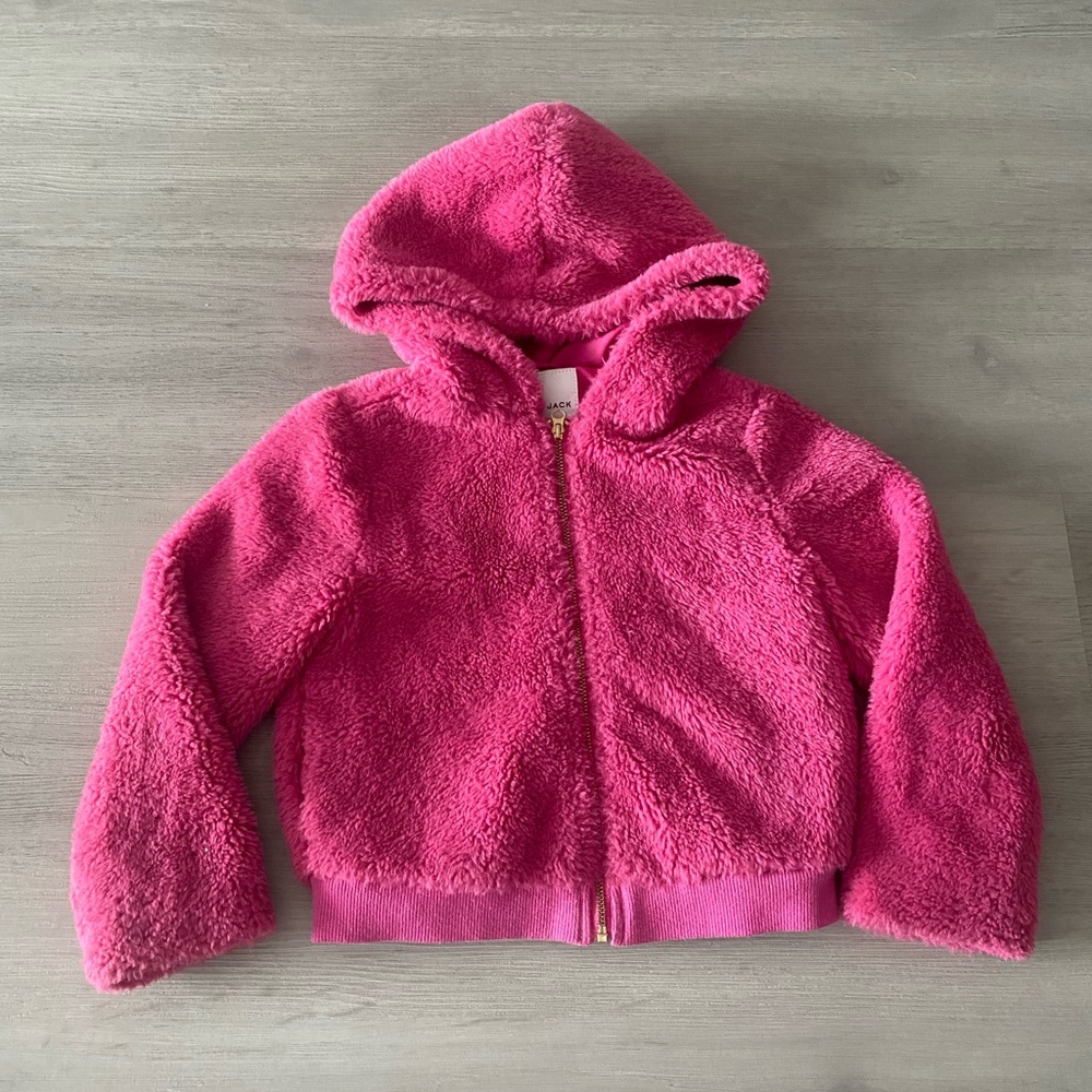 Janie and Jack Vibrant Pink Plush Hooded Zip Jacket